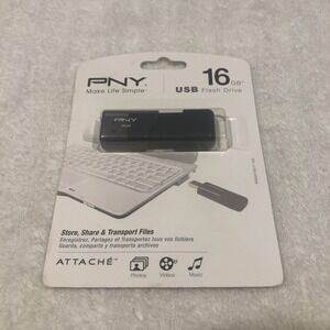 PNY 16GB USB Flash Drive Attache Black Portable Storage Memory Stick
